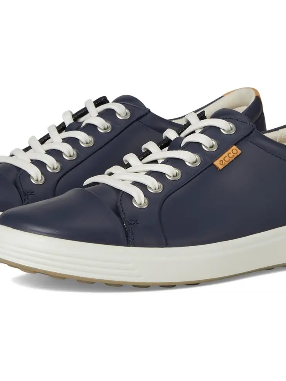 Ecco Women's Soft 7 Lace Up Sneakers 100% Leather Size 9-9.5 EU 40 Navy Blue